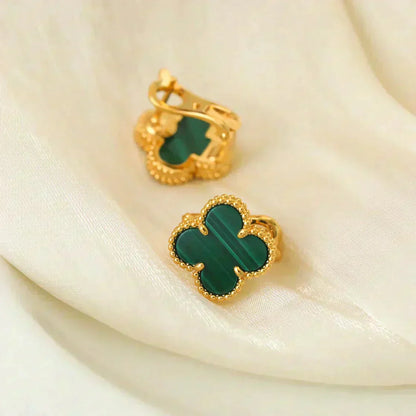 [LuckyStar]CLOVER MEDIUM 1 MOTIFS MALACHIT OHRRINGE