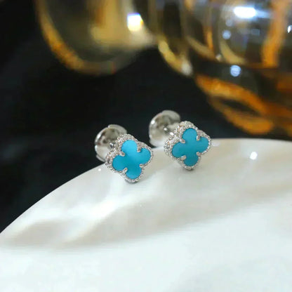 [LuckyStar]CLOVER MINI 9,5MM ONYX OHRSTECKER SILBER