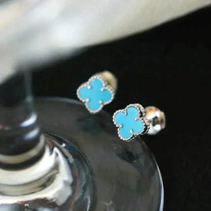 [LuckyStar]CLOVER MINI 9,5MM ONYX OHRSTECKER SILBER