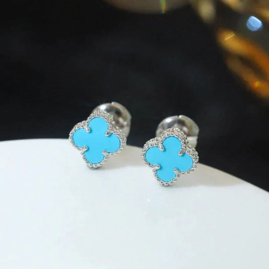 [LuckyStar]CLOVER MINI 9,5MM ONYX OHRSTECKER SILBER