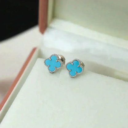 [LuckyStar]CLOVER MINI 9,5MM ONYX OHRSTECKER SILBER