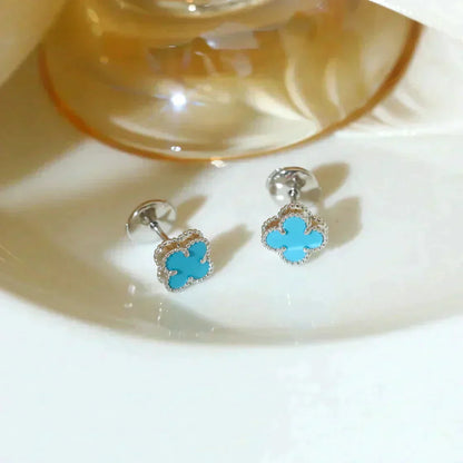 [LuckyStar]CLOVER MINI 9,5MM ONYX OHRSTECKER SILBER
