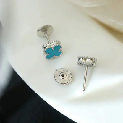[LuckyStar]CLOVER MINI 9,5MM ONYX OHRSTECKER SILBER