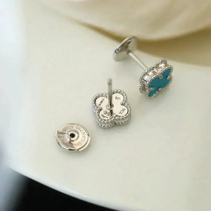 [LuckyStar]CLOVER MINI 9,5MM ONYX OHRSTECKER SILBER