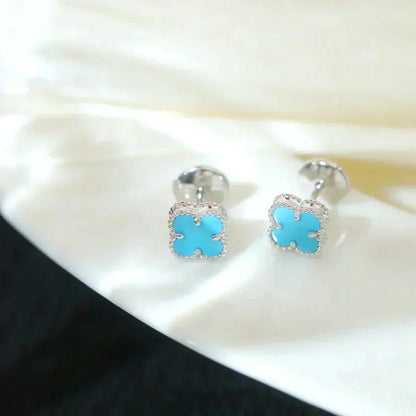 [LuckyStar]CLOVER MINI 9,5MM ONYX OHRSTECKER SILBER