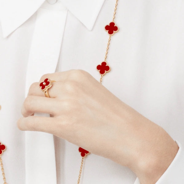 [LuckyStar] KLEEBLATT KARNEOL RING ROSÉGOLD DIAMANT