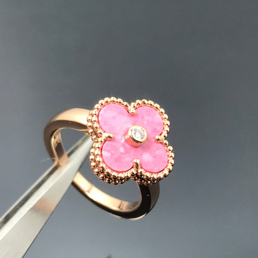 [LuckyStar] KLEEBLATT-RHODONIT-RING AUS ROSÉGOLD