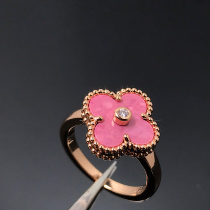 [LuckyStar] KLEEBLATT-RHODONIT-RING AUS ROSÉGOLD