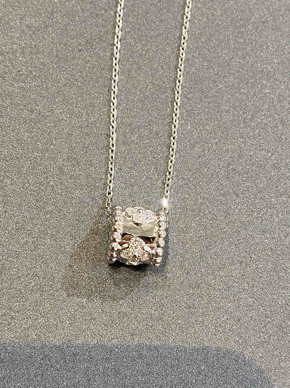[LuckyStar]Perle Anhänger Silber Diamant Halskette 