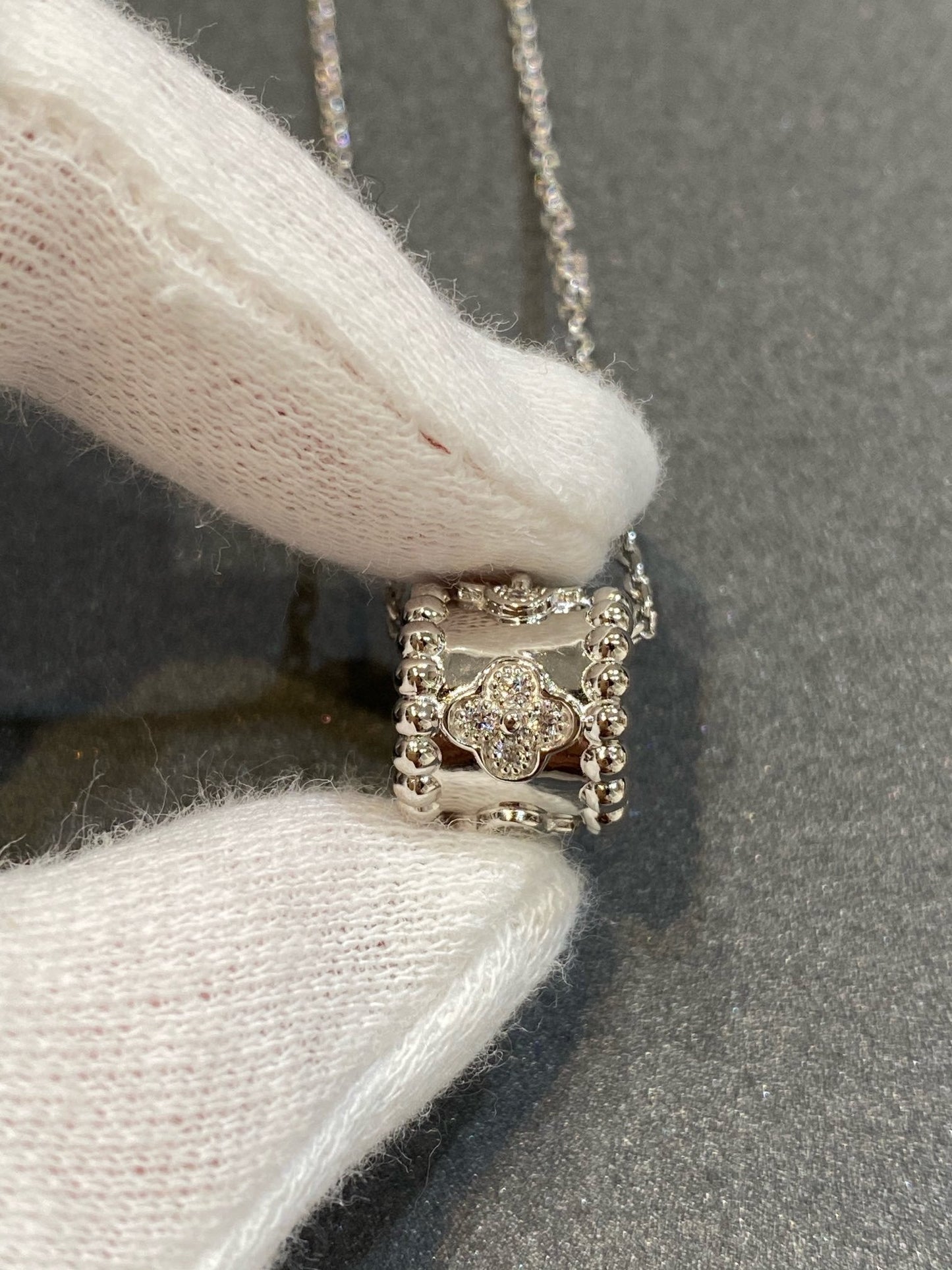 [LuckyStar]Perle Anhänger Silber Diamant Halskette 