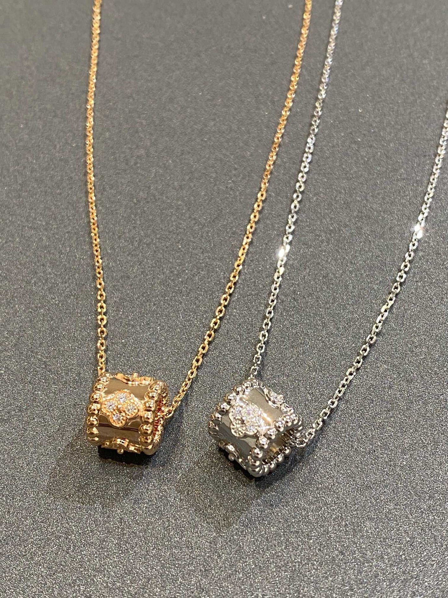 [LuckyStar]Perle Anhänger Silber Diamant Halskette 