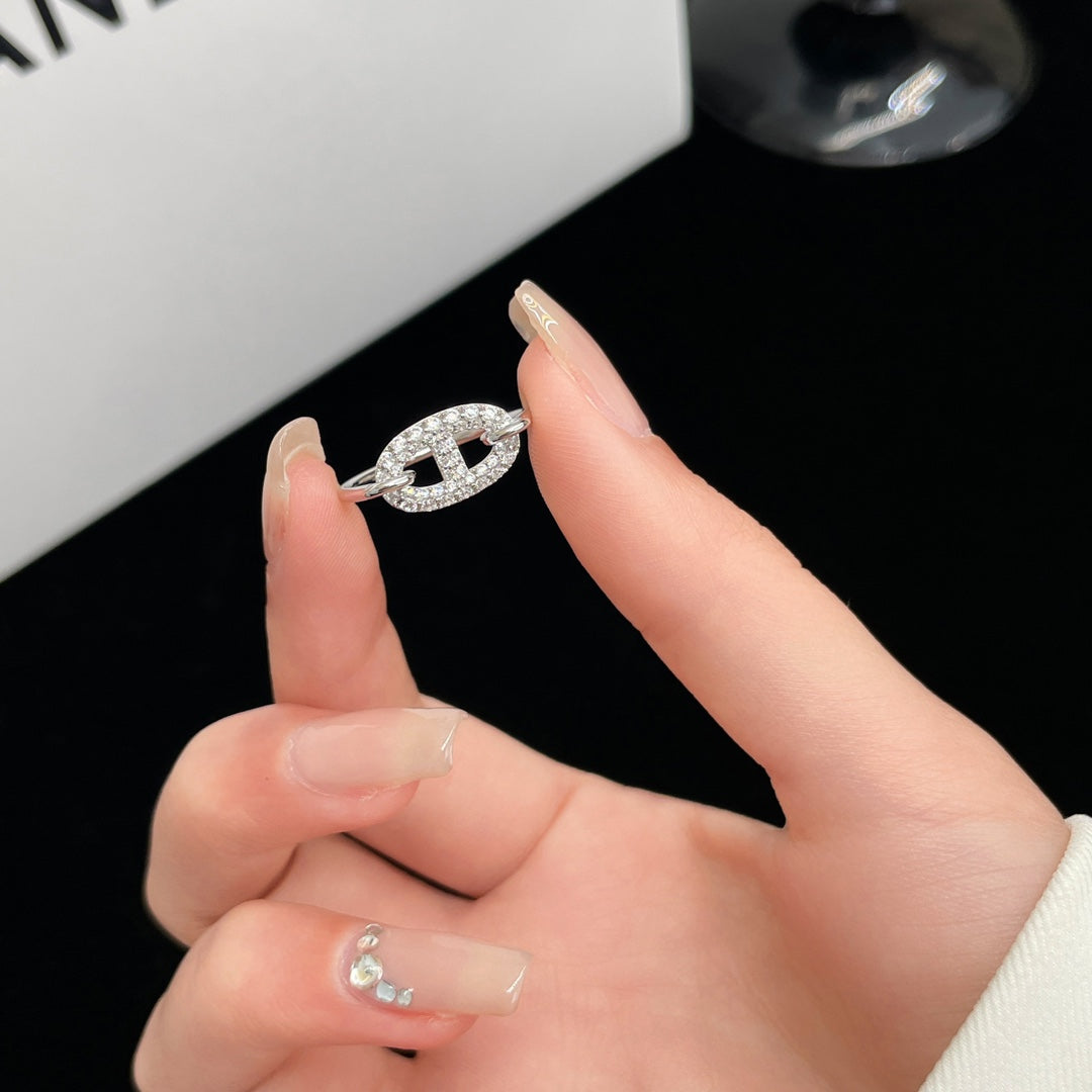 [LuckyStar]Runder kleiner silberner Diamantring