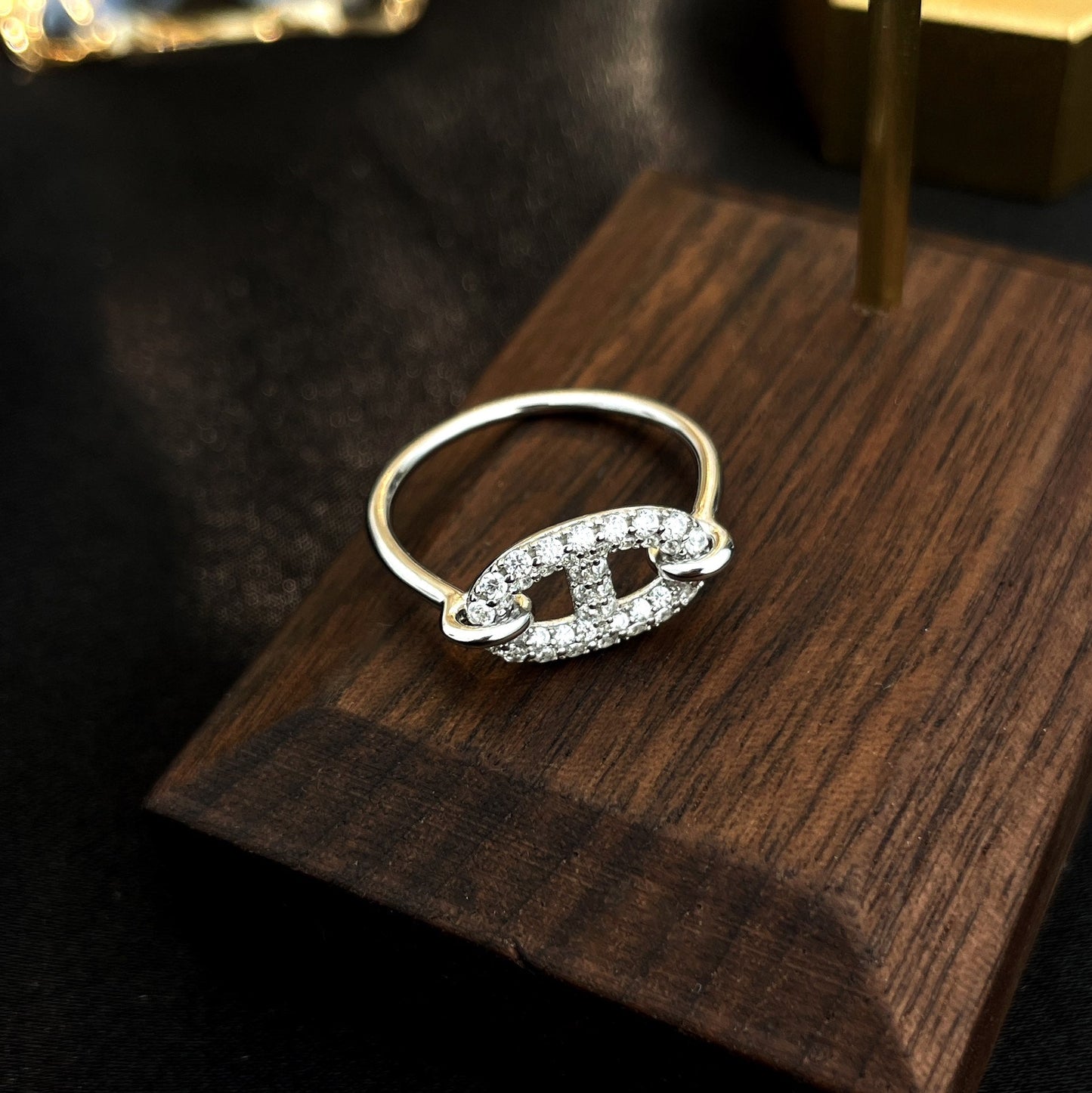 [LuckyStar]Runder kleiner silberner Diamantring