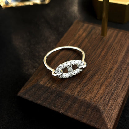 [LuckyStar]Runder kleiner silberner Diamantring