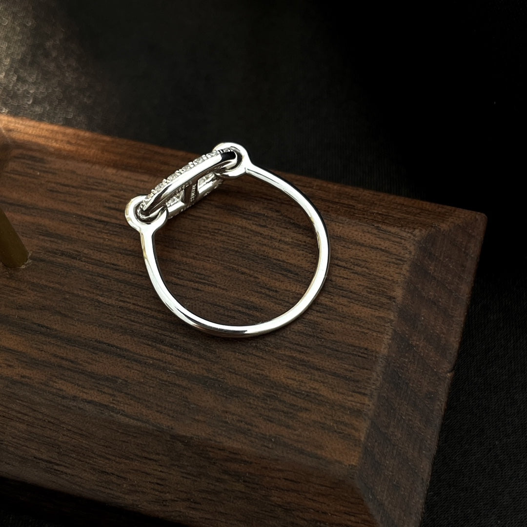 [LuckyStar]Runder kleiner silberner Diamantring