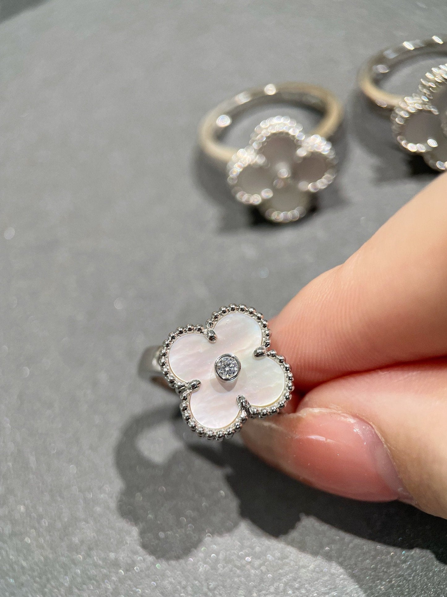 [LuckyStar]CLOVER SILBERNER MOP DIAMANTRING