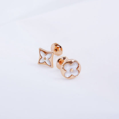 [LuckyStar]Ohrstecker mit Stern und Sonne, Roségold, Perlmutt