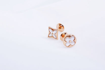 [LuckyStar]Ohrstecker mit Stern und Sonne, Roségold, Perlmutt