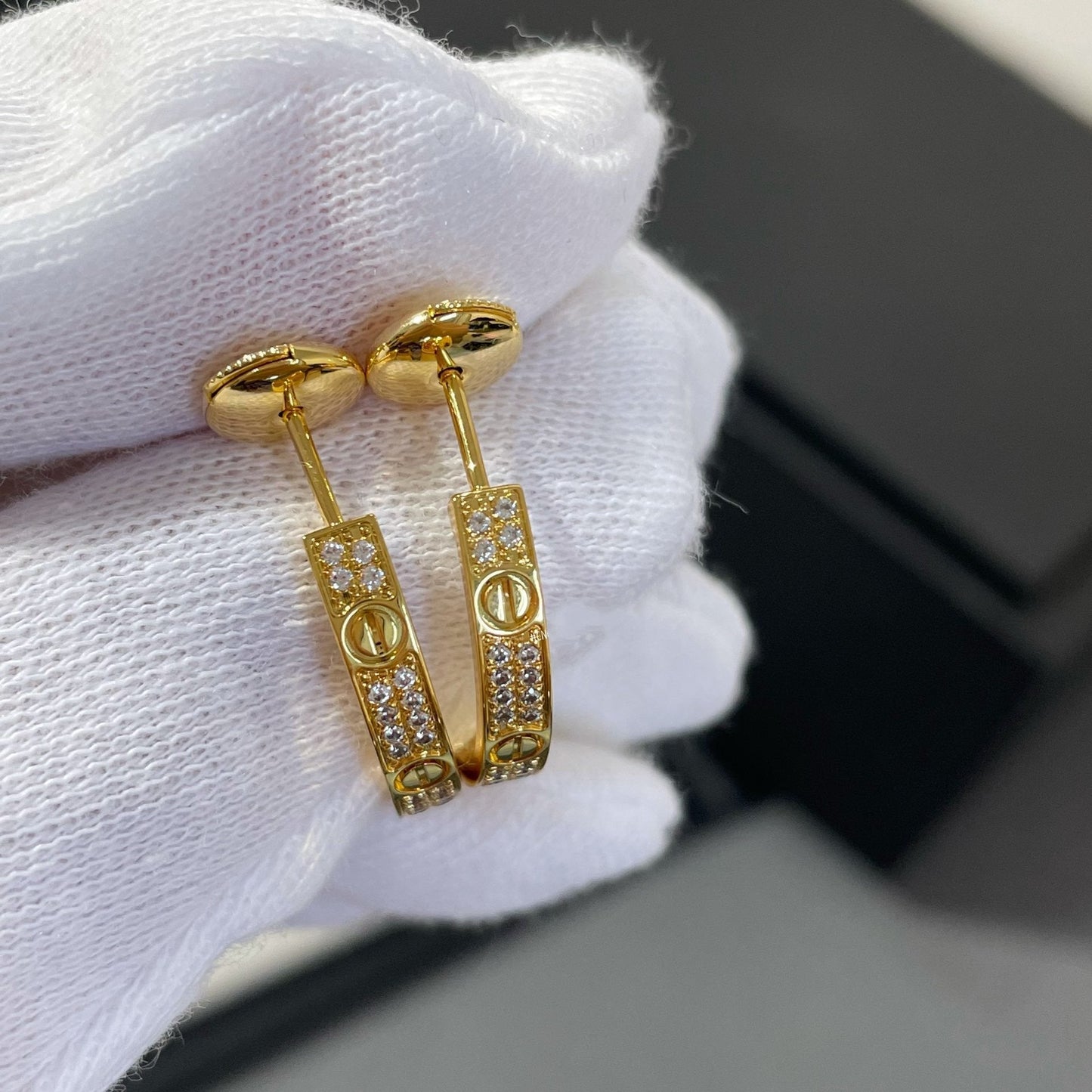 [LuckyStar]LOVE DIAMANT GOLD HOOP OHRRINGE