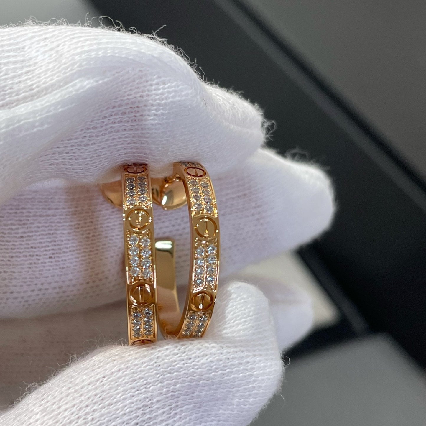 [LuckyStar]LOVE DIAMANT-KREOLEN AUS ROTGOLD