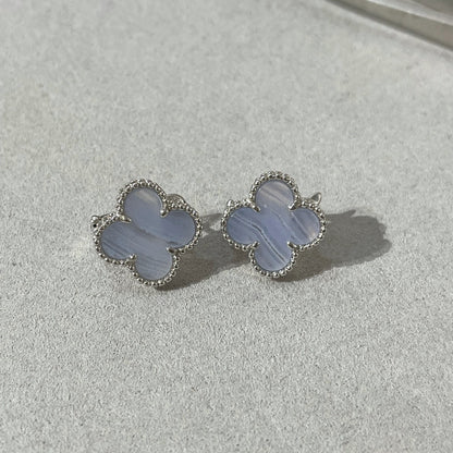 [LuckyStar] KLEEBLATT CHALCEDON SILBER OHRSTECKER
