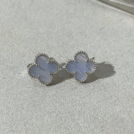[LuckyStar] KLEEBLATT CHALCEDON SILBER OHRSTECKER