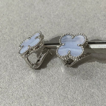 [LuckyStar] KLEEBLATT CHALCEDON SILBER OHRSTECKER