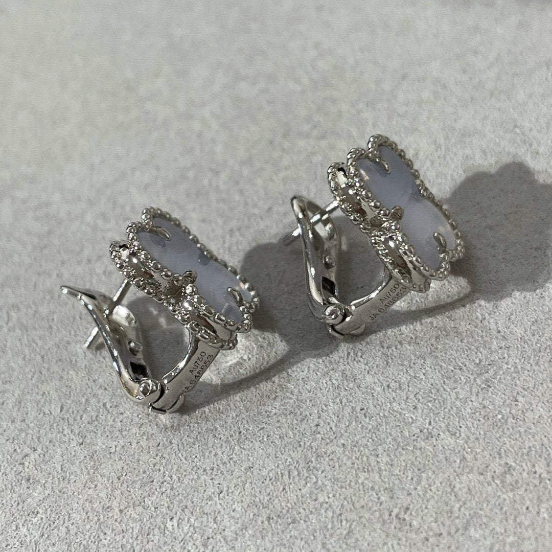 [LuckyStar] KLEEBLATT CHALCEDON SILBER OHRSTECKER