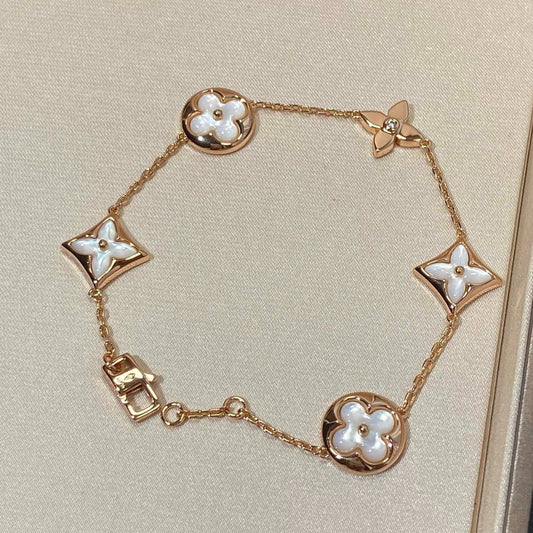 [LuckyStar]Armband mit Stern- und Sonnenmotiv, 5 Mops, Roségold