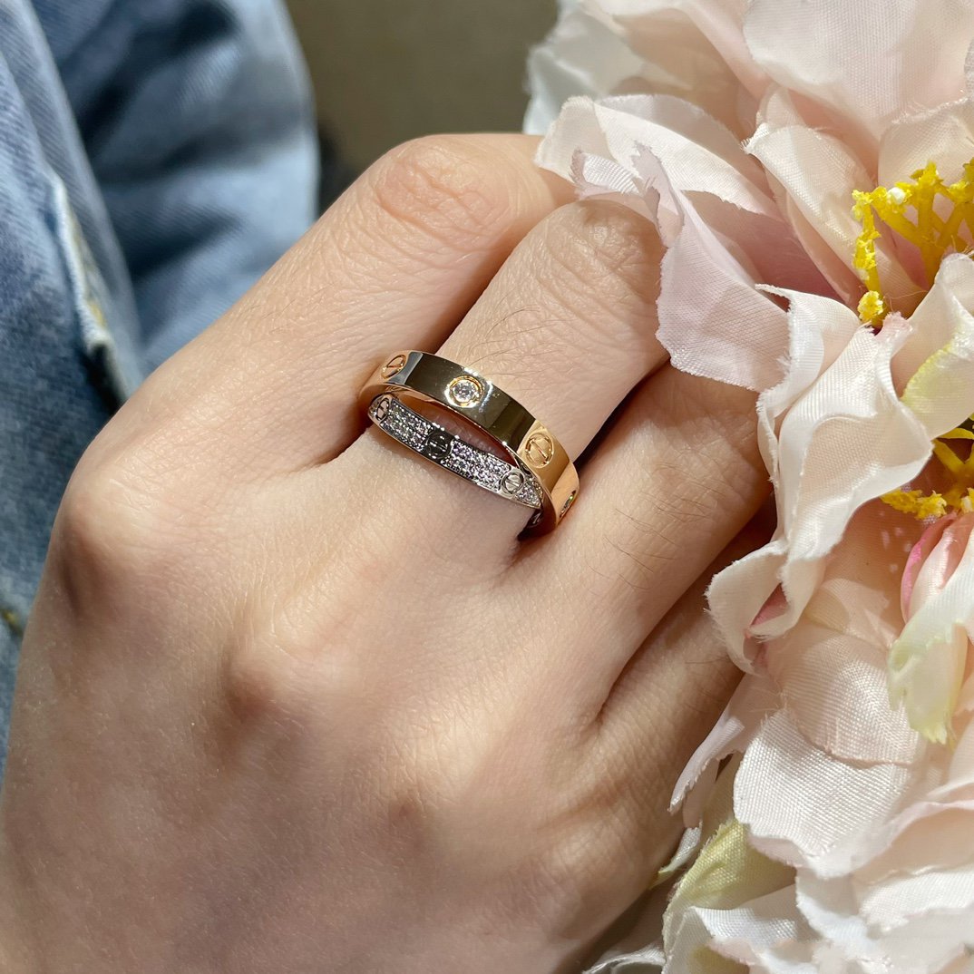 [LuckyStar]LOVE ROSÉGOLD SILBER DIAMANT DOPPELRING