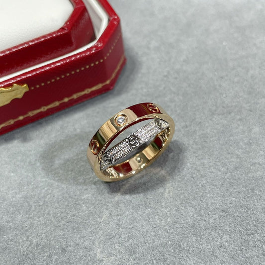 [LuckyStar]LOVE ROSÉGOLD SILBER DIAMANT DOPPELRING