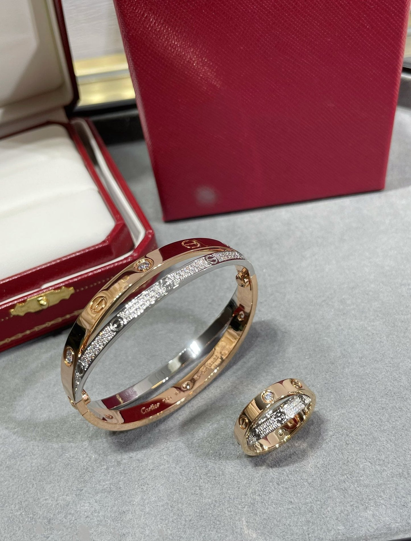 [LuckyStar]LOVE ROSÉGOLD SILBER DIAMANT DOPPELRING