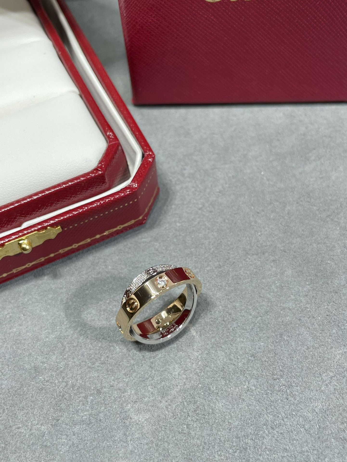 [LuckyStar]LOVE ROSÉGOLD SILBER DIAMANT DOPPELRING