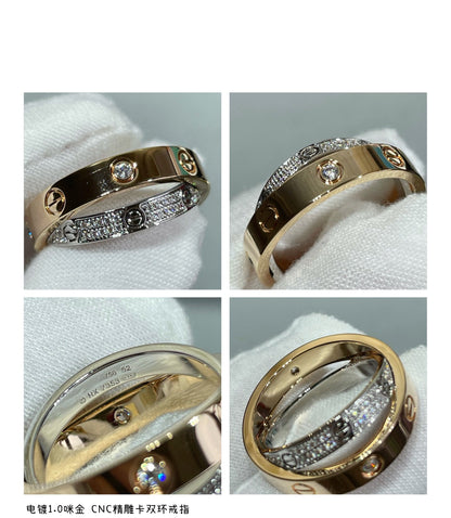 [LuckyStar]LOVE ROSÉGOLD SILBER DIAMANT DOPPELRING