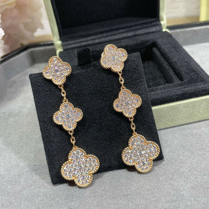[LuckyStar] KLEEBLATT 3 MOTIVE DIAMANT-BEFESTIGTE OHRRINGE AUS ROSÉGOLD