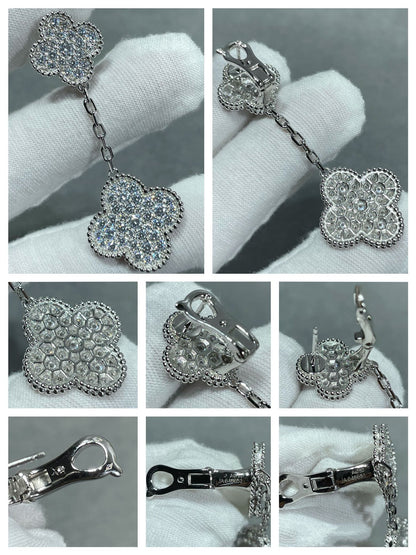 [LuckyStar]Silberohrringe mit Kleeblattmotiv und Diamanten