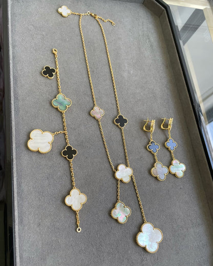 [LuckyStar]CLOVER 3 MOTIV MOP ONYX DUNKEL MOP ROSA GOLD OHRRINGE