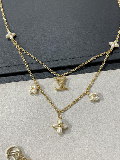 [LuckyStar]FLOWERGRAM GOLD MOP DOPPELREIHIGE HALSKETTE