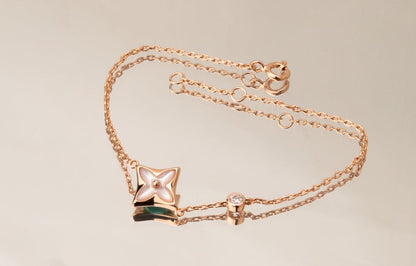 [LuckyStar] STAR PINK MOP 1 DIAMANT ROSGOLD HALSKETTE