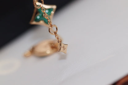 [LuckyStar]Armband aus Roségold mit Stern- und Sonnenmotiv und 4 Malachit-Motiven
