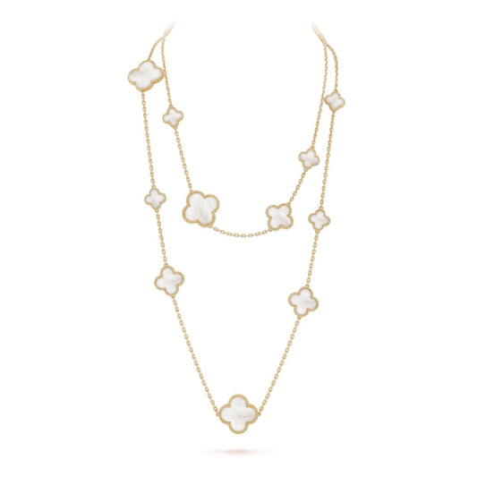 [LuckyStar]Klee 16 Motiv Weiß Mopp Gold Halskette