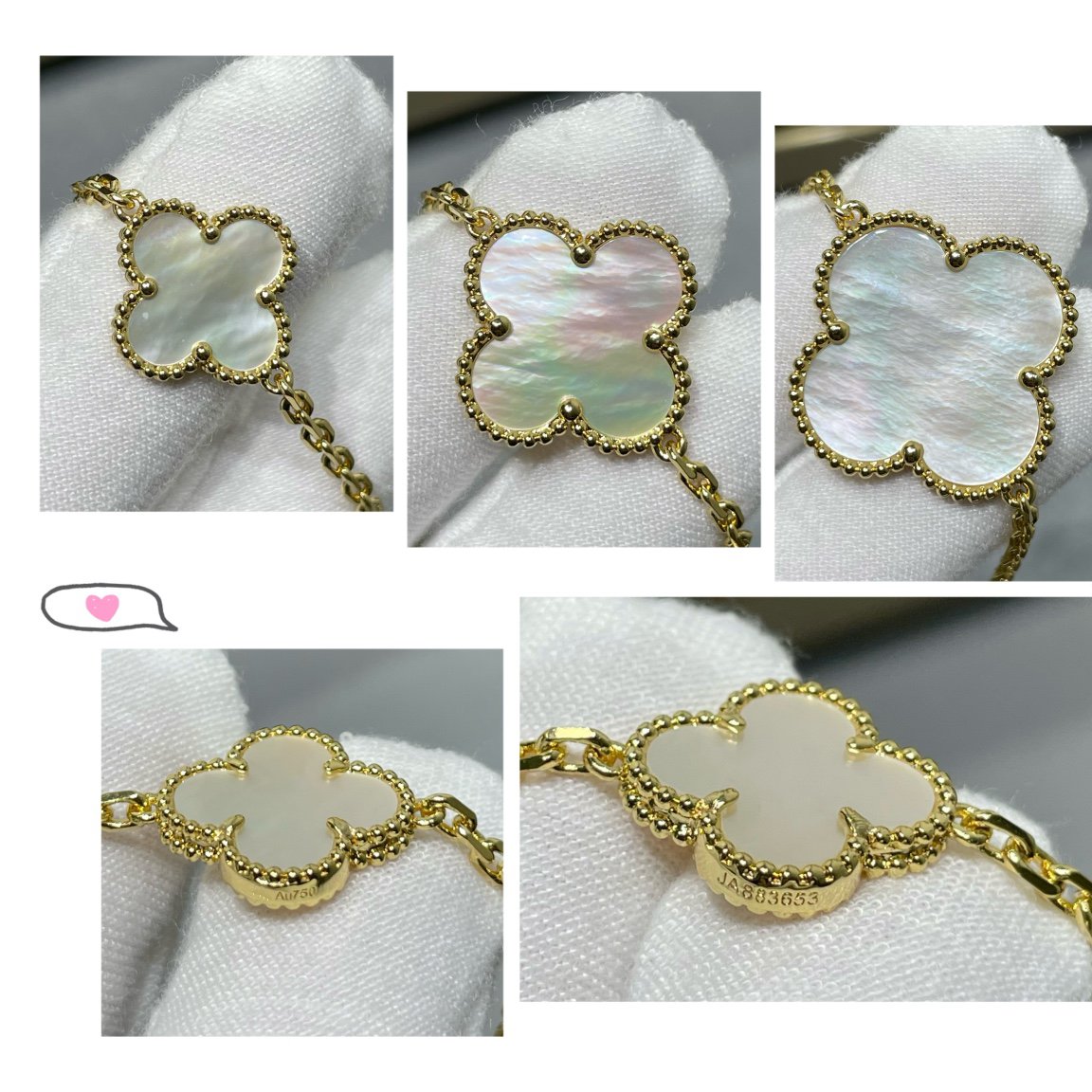 [LuckyStar]Klee 16 Motiv Weiß Mopp Gold Halskette