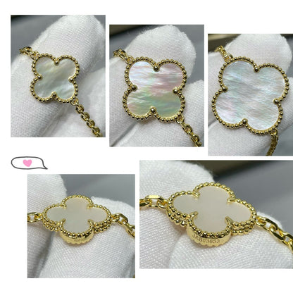 [LuckyStar]Klee 16 Motiv Weiß Mopp Gold Halskette