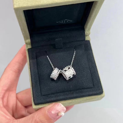 [LuckyStar] PERLEE DOPPELANHÄNGER SILBER DIAMANT HALSKETTE