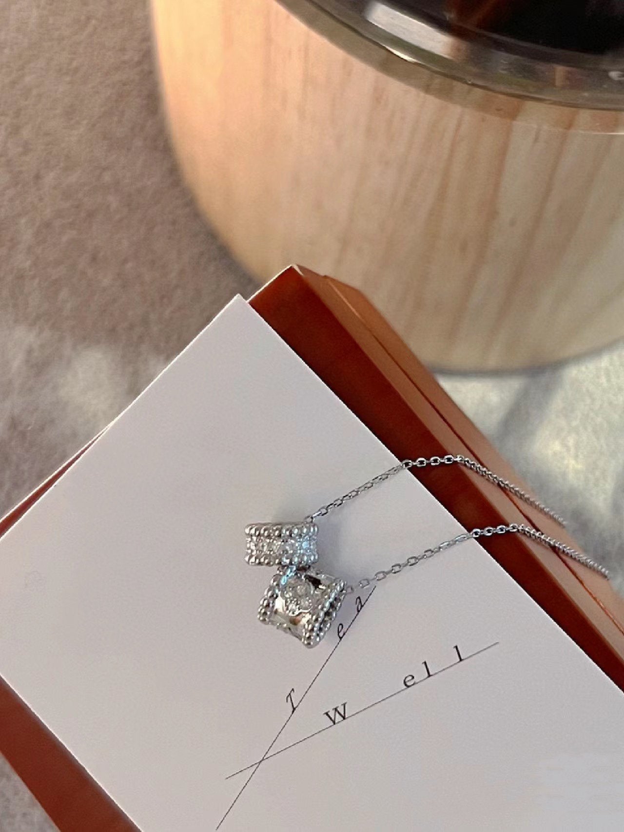 [LuckyStar] PERLEE DOPPELANHÄNGER SILBER DIAMANT HALSKETTE