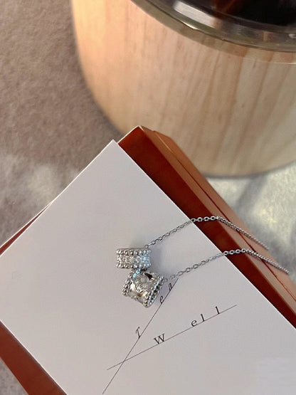 [LuckyStar] PERLEE DOPPELANHÄNGER SILBER DIAMANT HALSKETTE