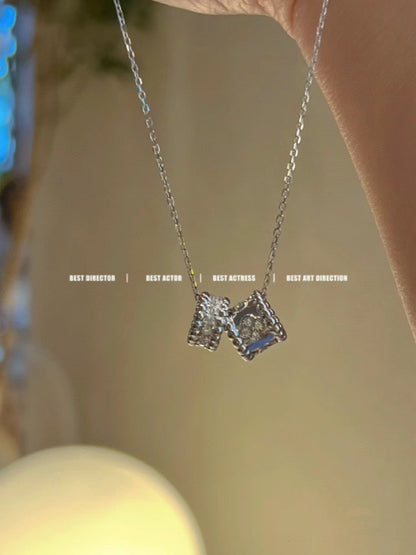 [LuckyStar] PERLEE DOPPELANHÄNGER SILBER DIAMANT HALSKETTE
