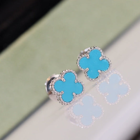 [LuckyStar]CLOVER MINI TÜRKIS SILBER OHRSTECKER