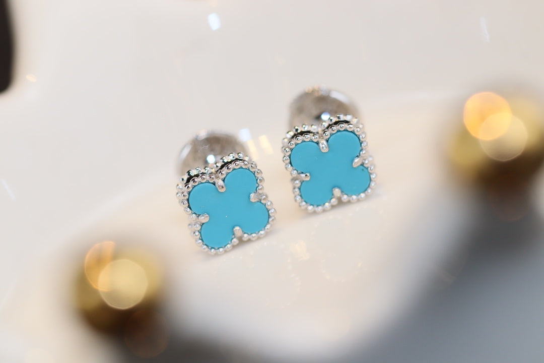 [LuckyStar]CLOVER MINI TÜRKIS SILBER OHRSTECKER