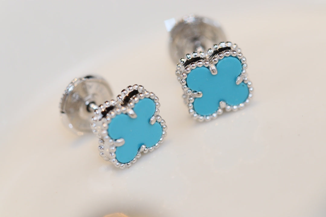 [LuckyStar]CLOVER MINI TÜRKIS SILBER OHRSTECKER